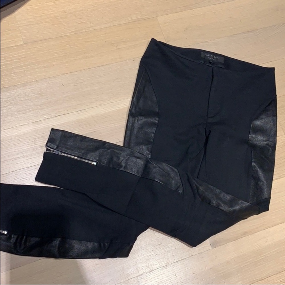 rag & bone black knit and leather “leggings are not pants”